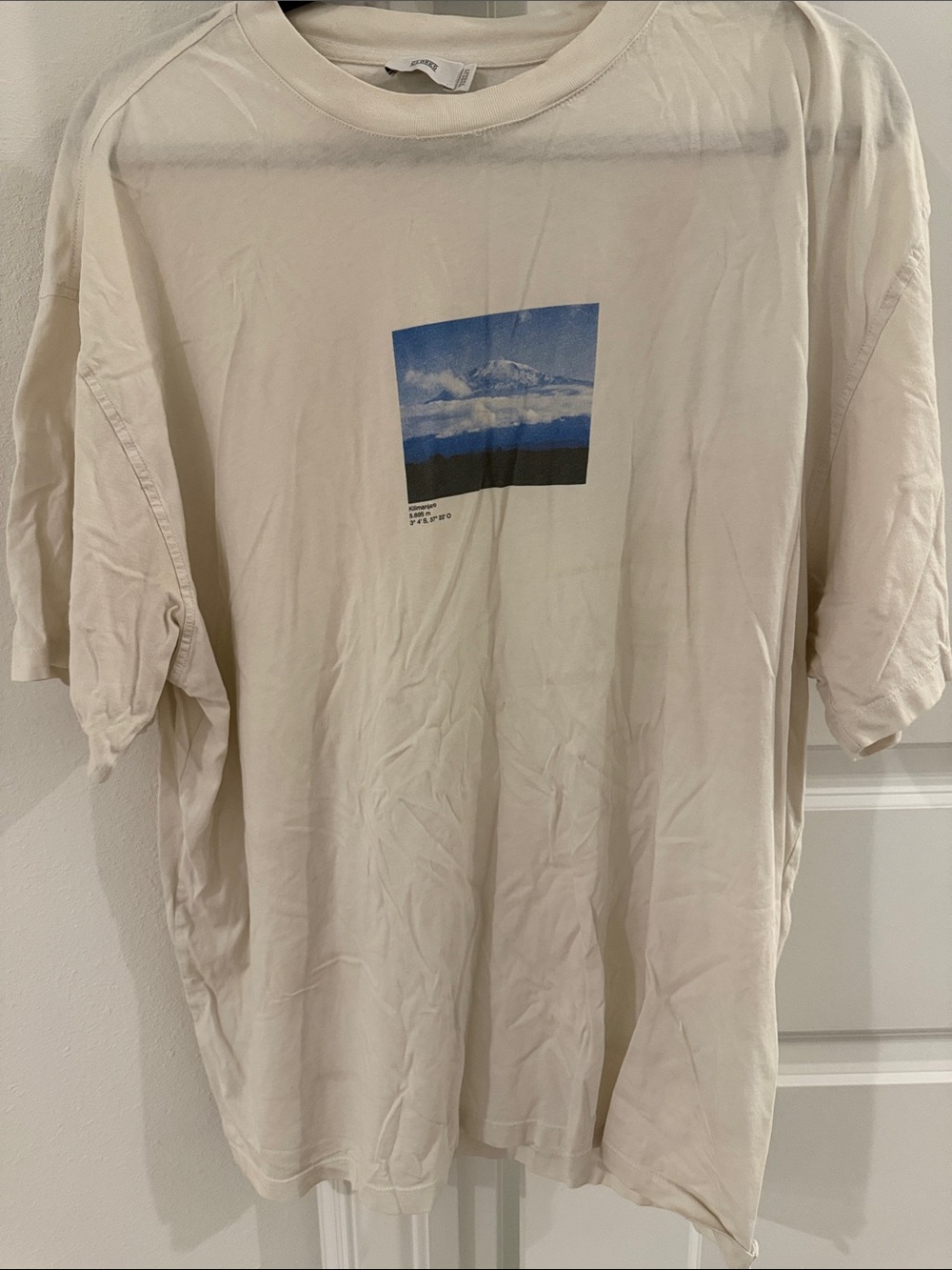Closed White Short Sleeve Tee with Blue Landscape Print